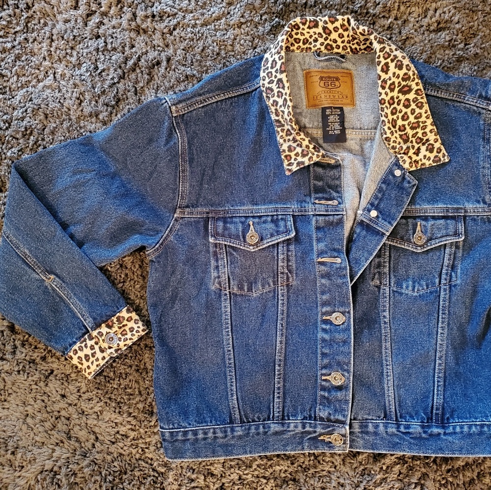 Route 66 cotton button up leopard print jacket